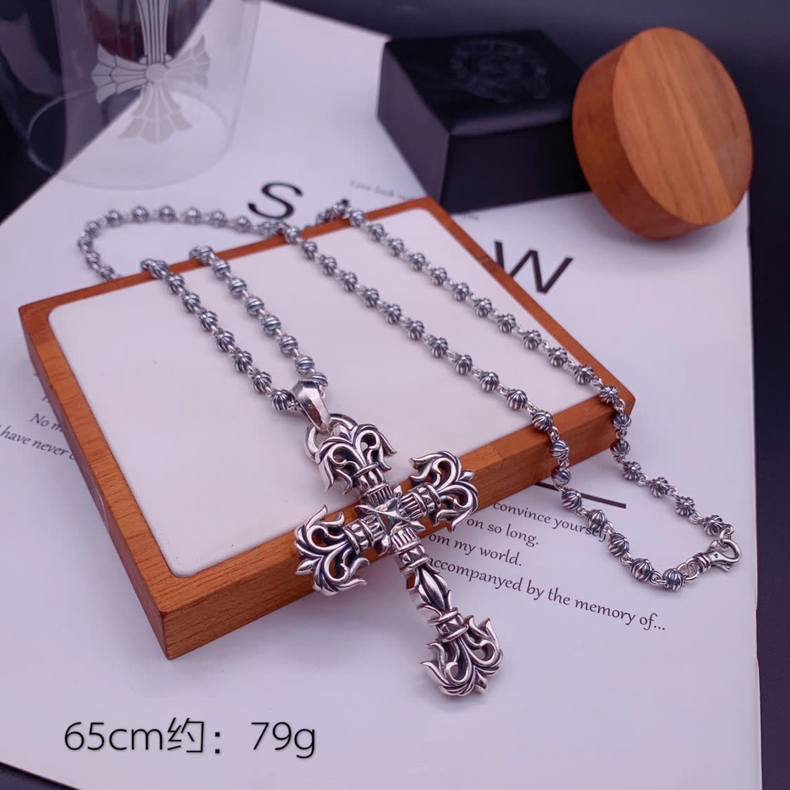 Chrome Hearts Silver Cross Pendant Necklace